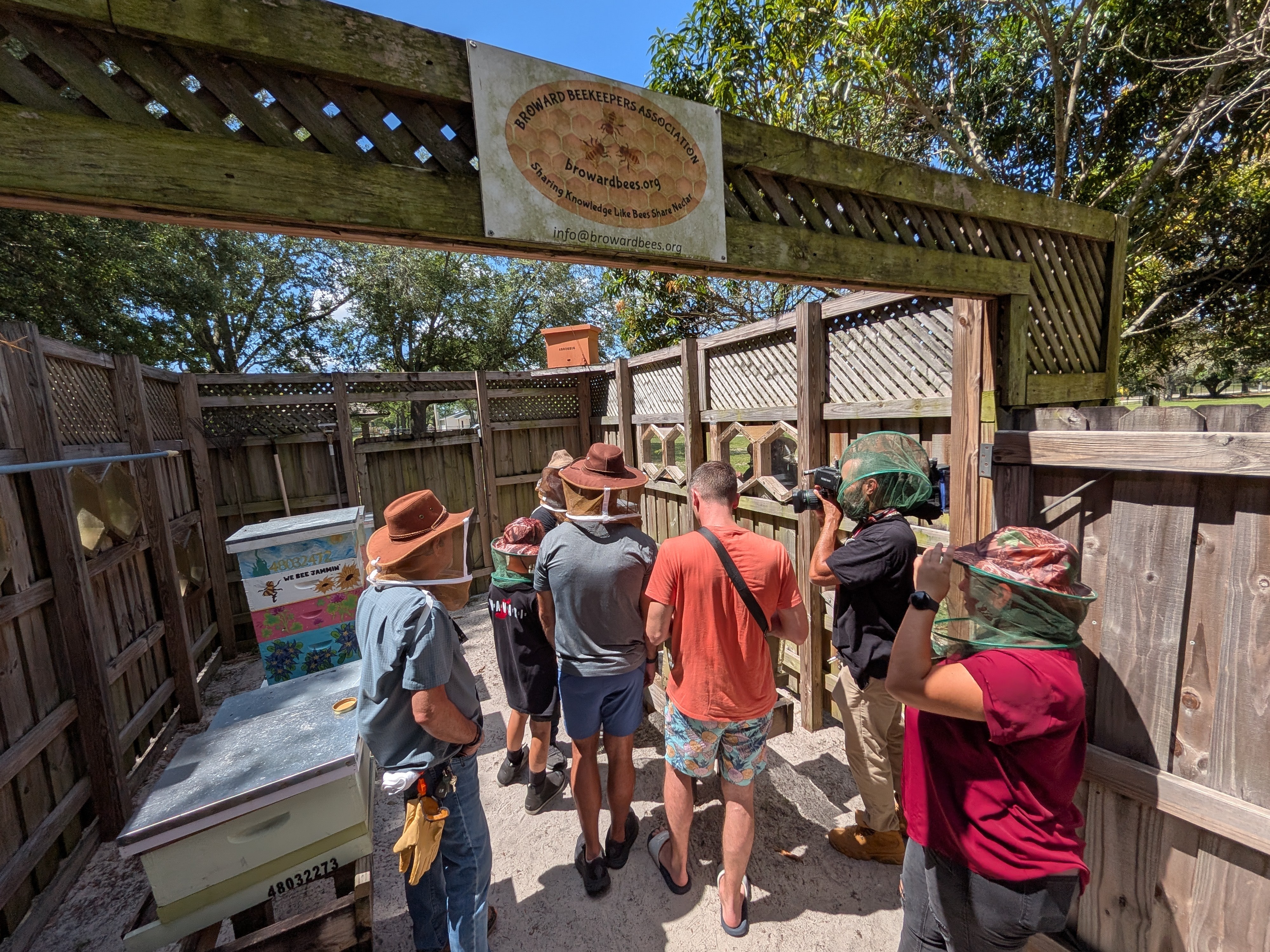 Visitors at the BBA micro-apiary open house