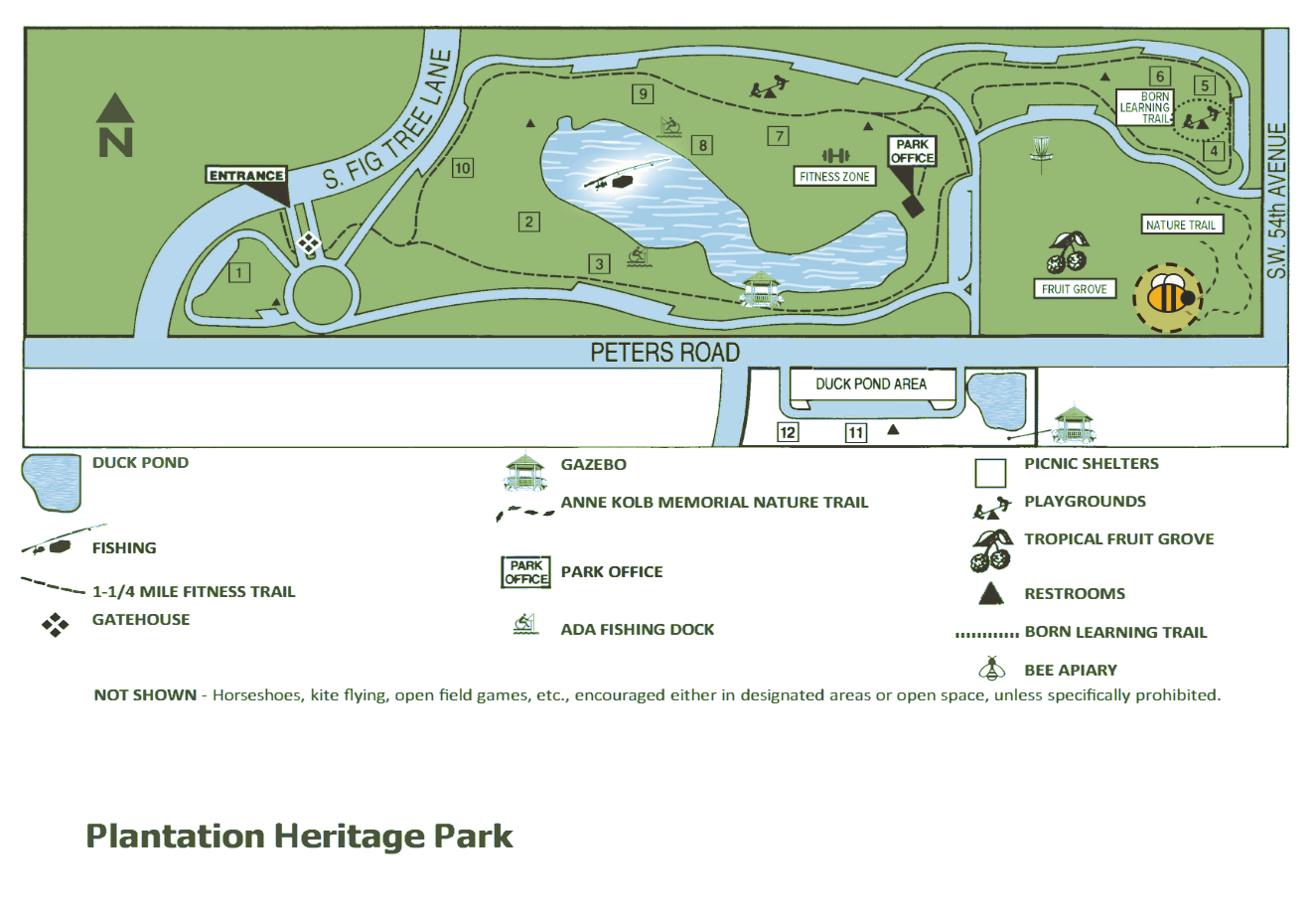 Official Plantation Heritage Park map with the BBA bee apiary marked